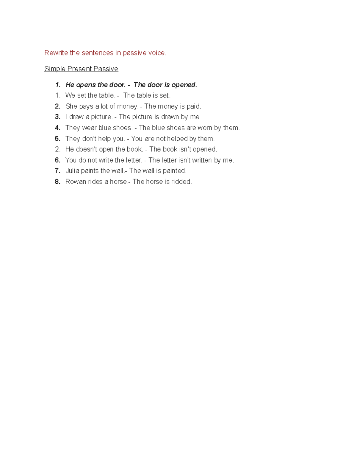 Present Simple Passive CC - Rewrite the sentences in passive voice ...