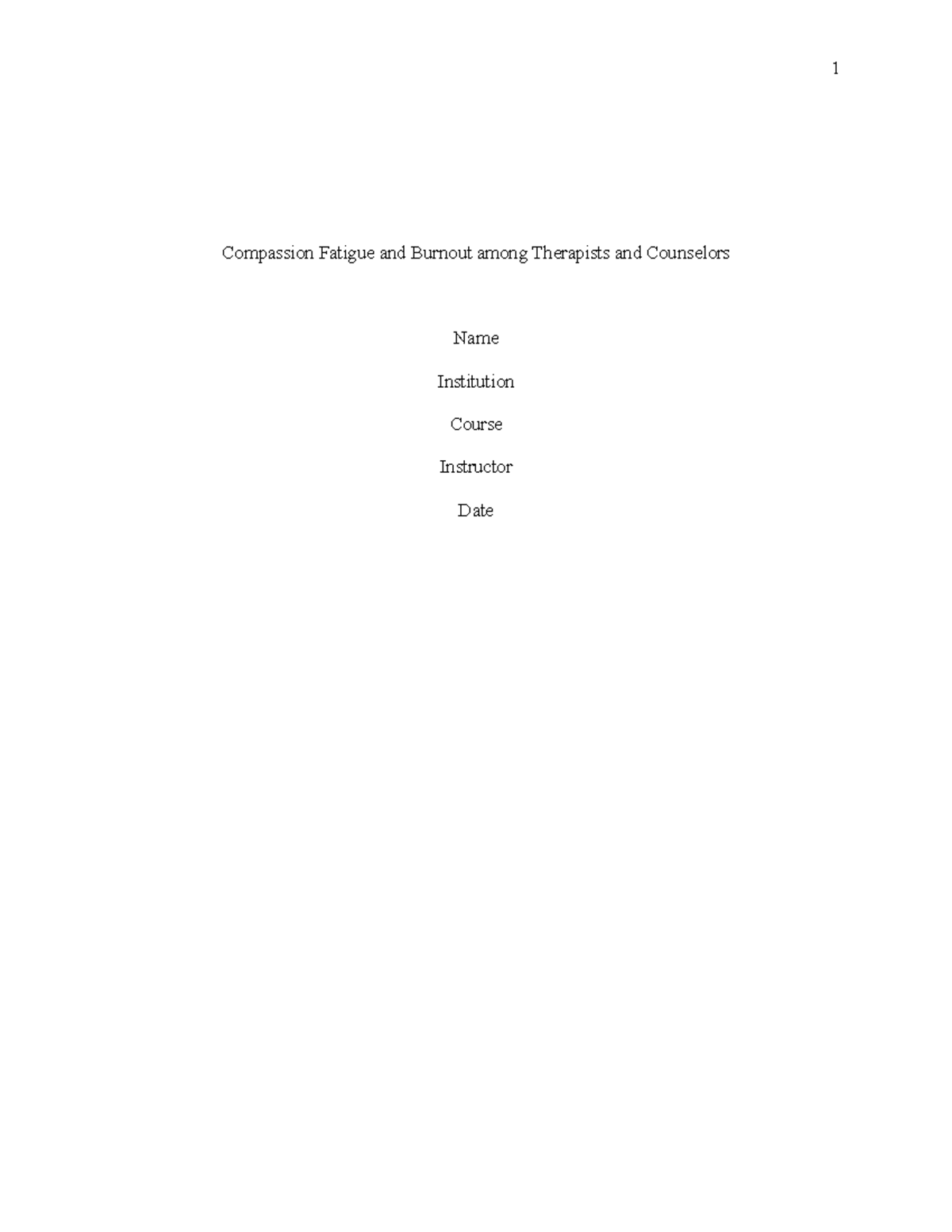 Compassion Fatigue and burnout among therapists and counselors ...