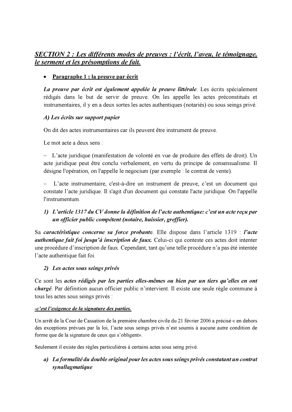 Intro Au Droit Chapitre Les Modes De La Preuve Section 2