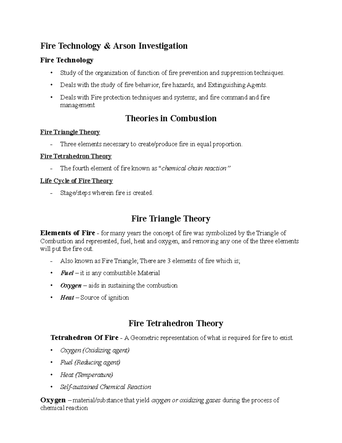 CDI-6 - Lecture notes - Fire Technology & Arson Investigation Fire ...