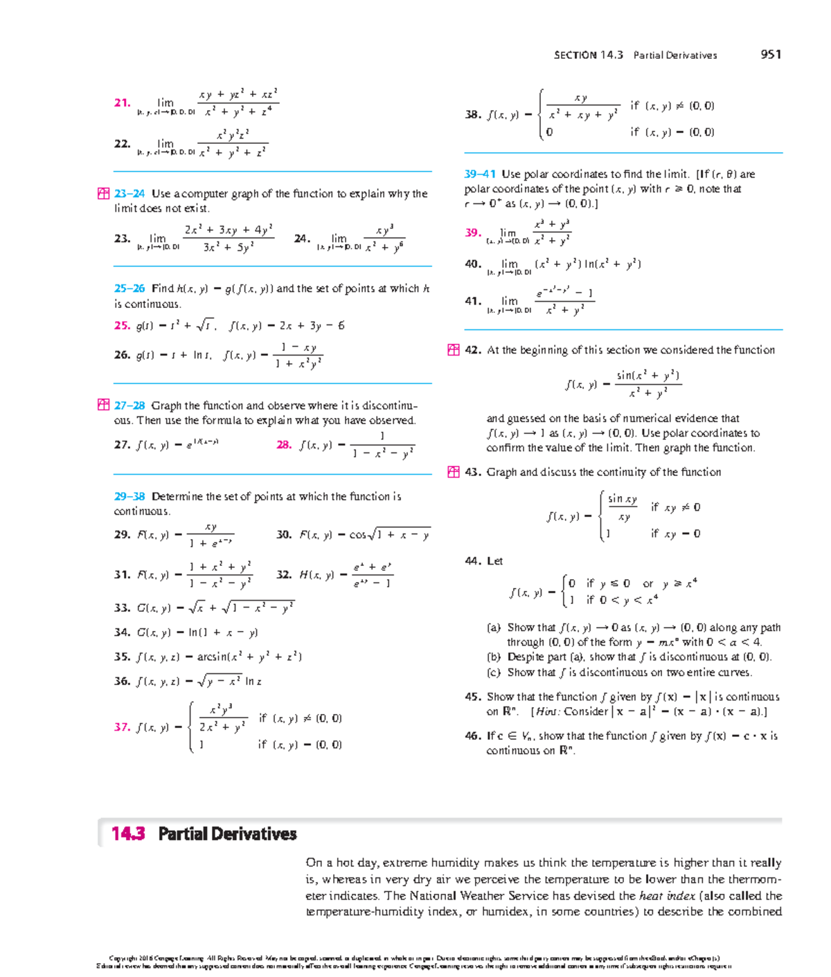 Math Ch 14 3 Math Work Section 14 Partial Derivatives 951 38 F Sx Yd − H 0 X Y X 2 1 X Y 1