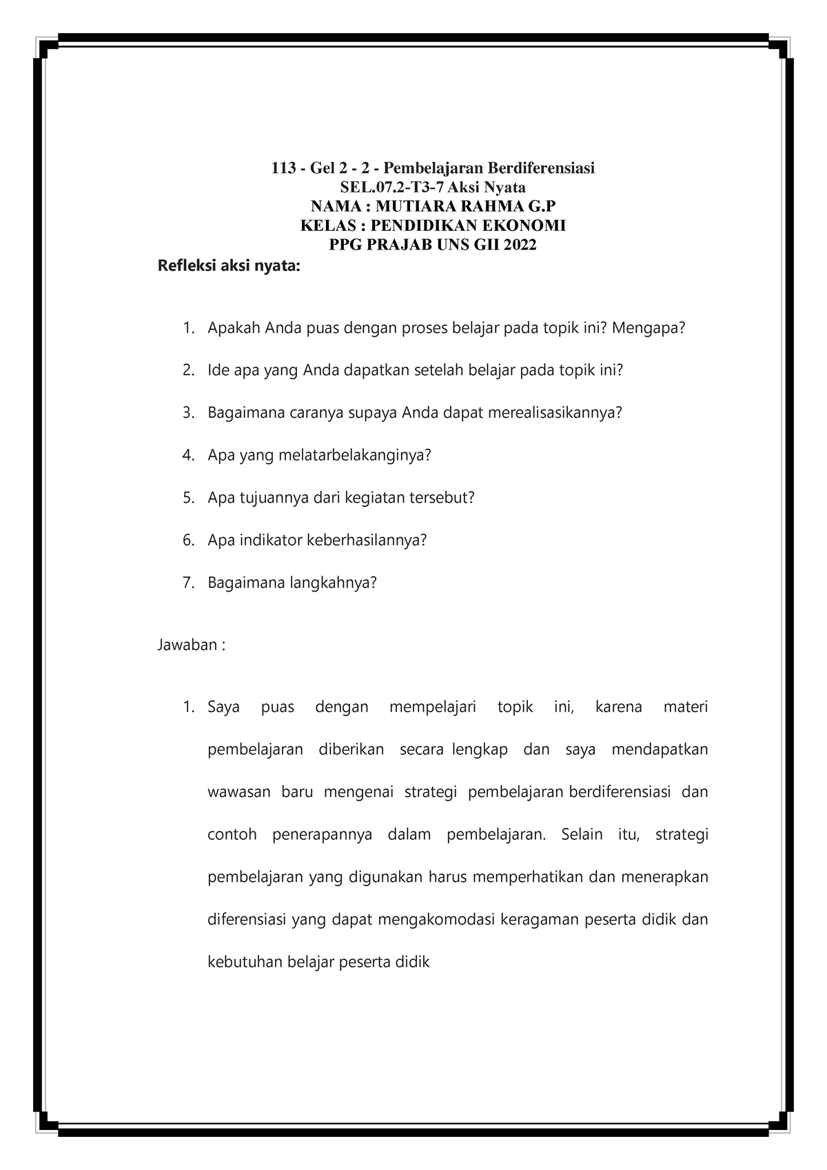 AKSI Nyata Topik 3 - PPG - 113 - Gel 2 - 2 - Pembelajaran ...