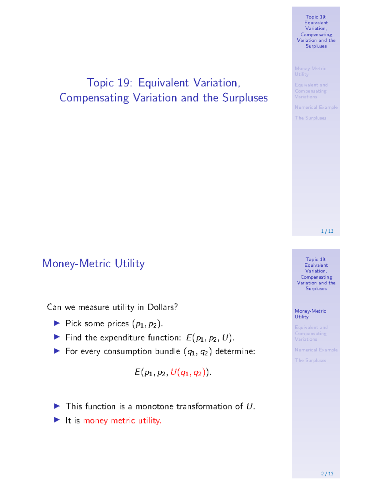 Slides 19 - materials from ECON 121 at Yale with T. Borgers ...