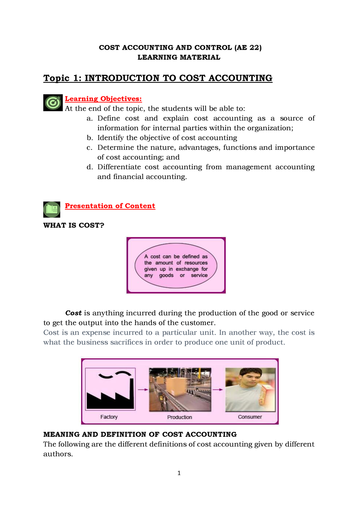 Module 1 Topic 1 Abc59d911a862fbd96d0ddf7b4cebe47 - COST ACCOUNTING AND ...