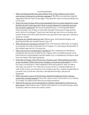 Second Amendment - Grade: 100