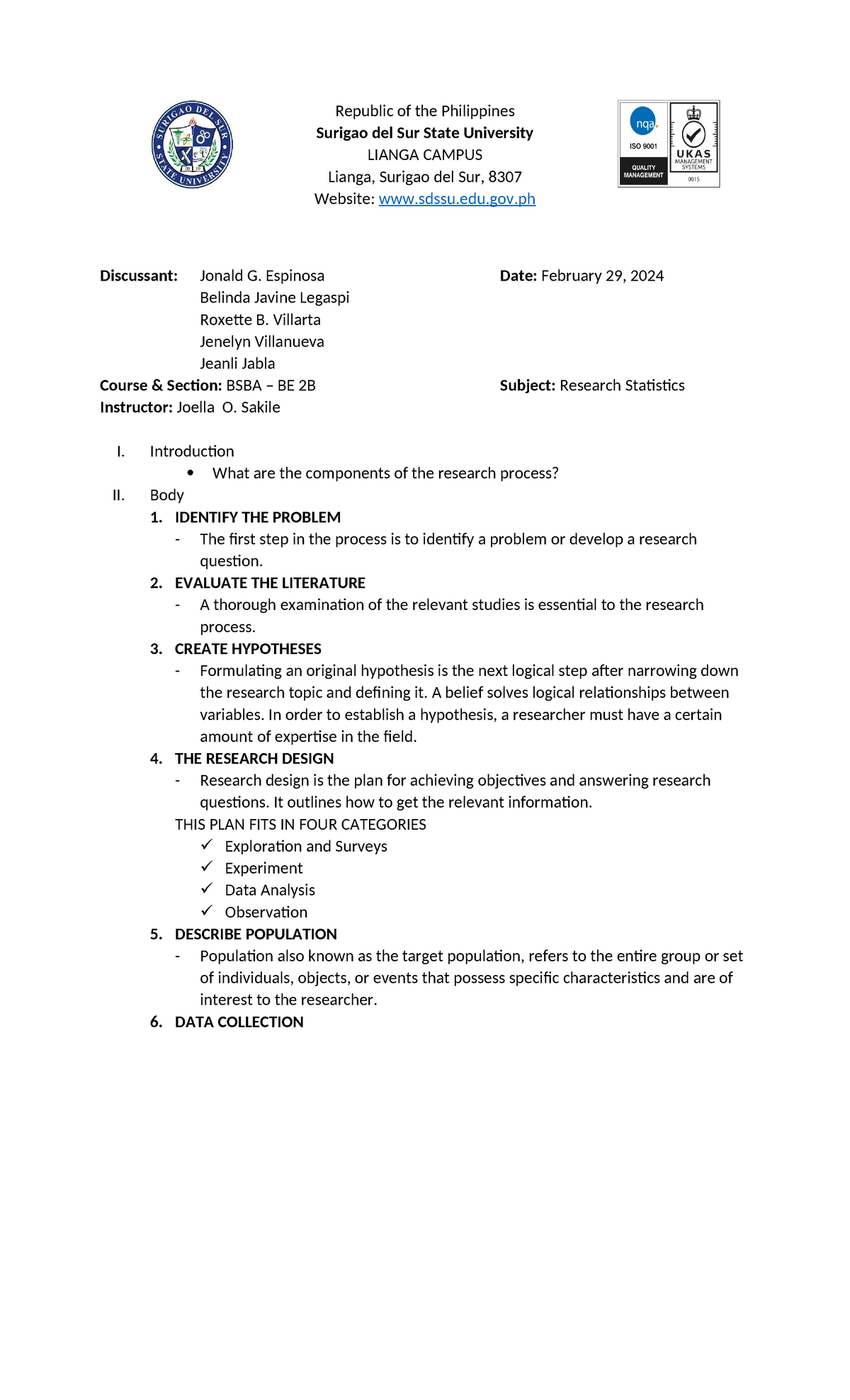 Group 3 Topic Outline - Republic of the Philippines Surigao del Sur ...