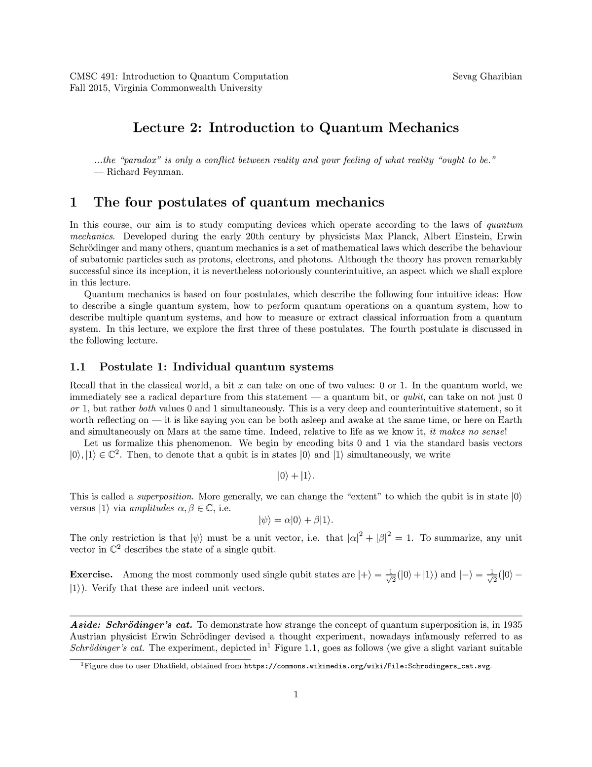 Lecture 2 - Introduction To Quantum Mechanics - CMSC 491: Introduction ...