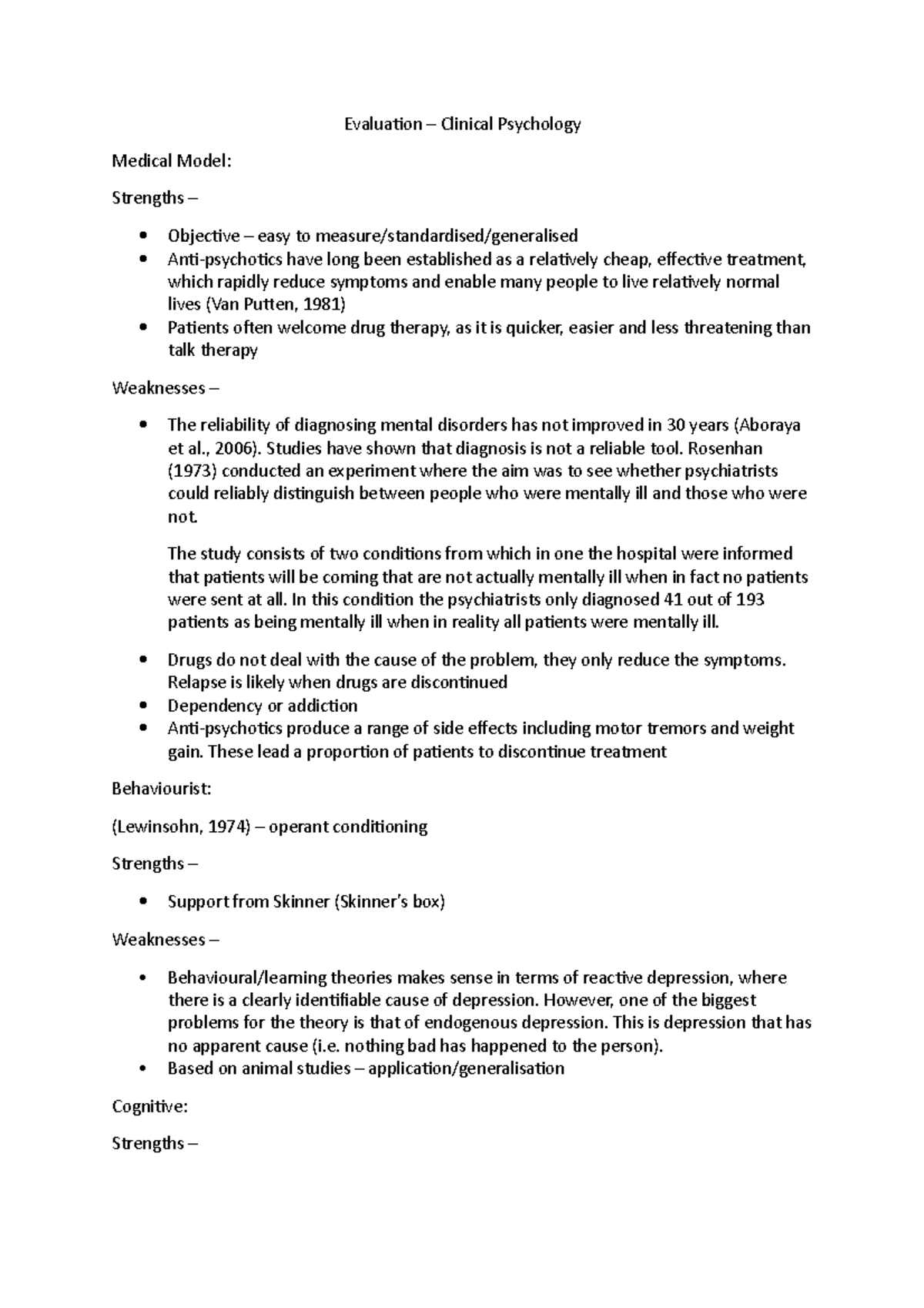 Evaluation for clinical Evaluation Clinical Psychology Medical