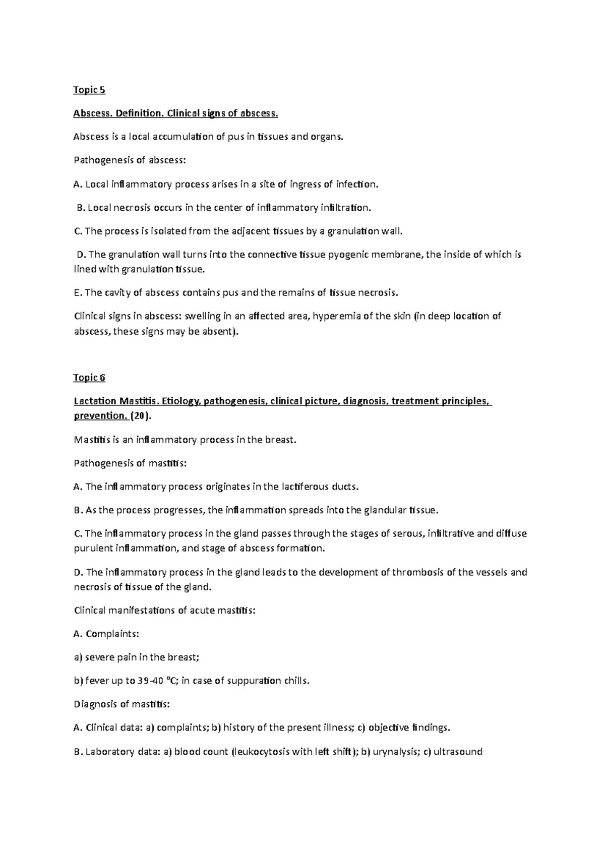Topic 5,6,7,8,9,10,11,12 - Topic 5 Abscess. Definition. Clinical signs ...