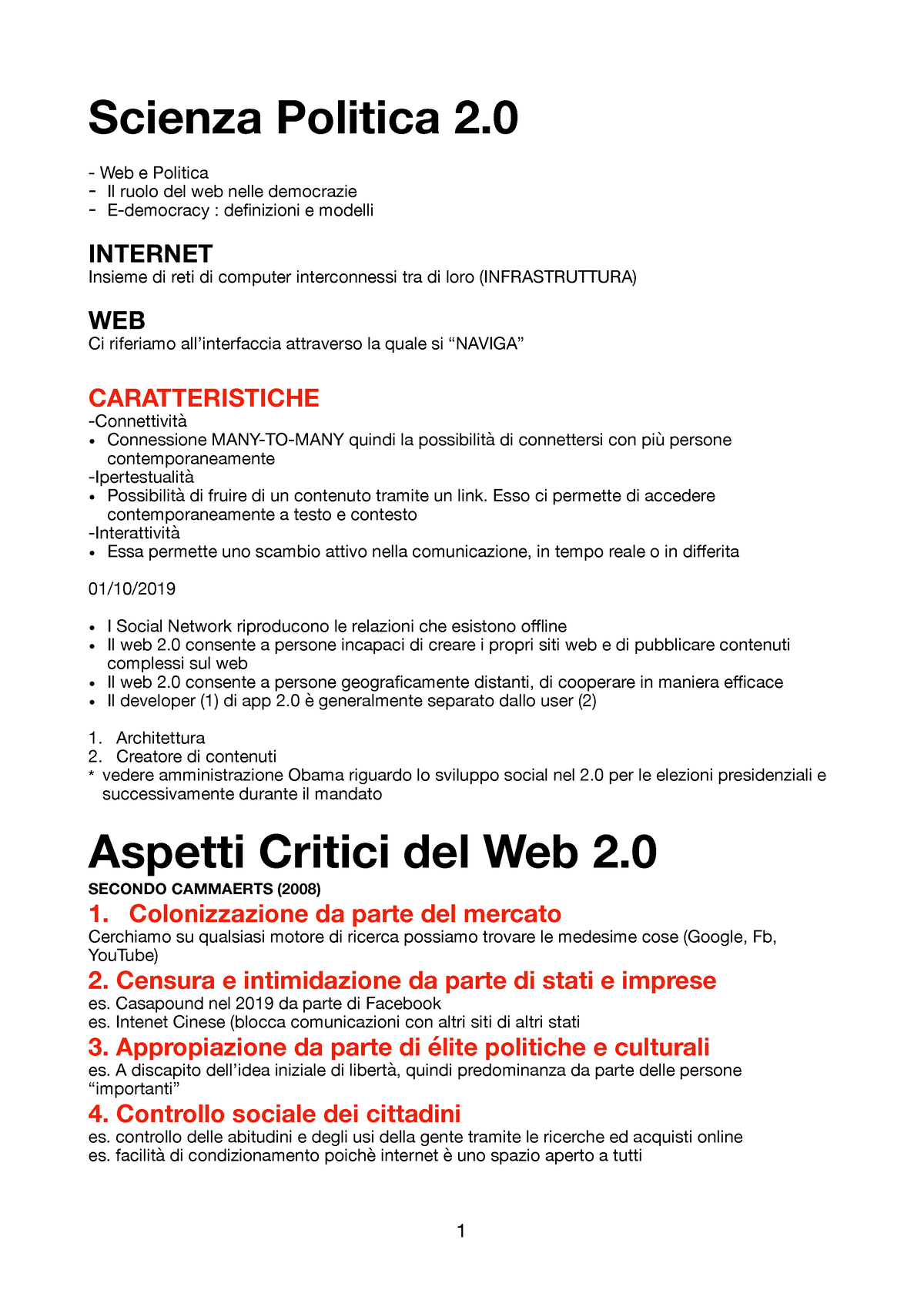 Scienza Politica 2.0 Appunti - Scienza Politica 2. Web E Politica Il ...