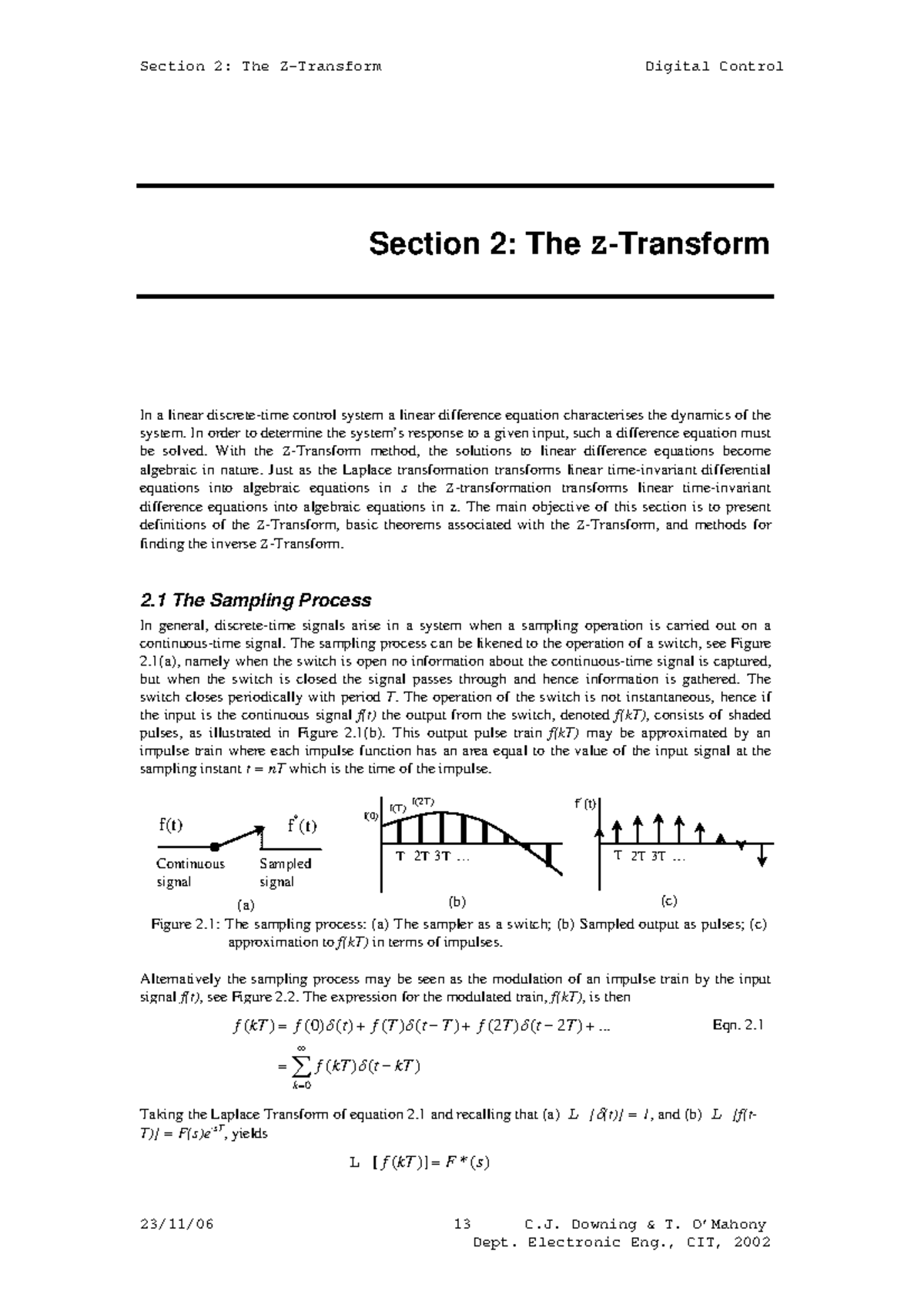 Z transform - Section 2: The Z-Transform In a linear discrete-time ...