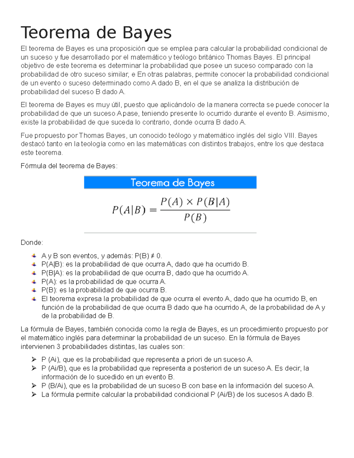 Teorema De Bayes - El Principal Objetivo De Este Teorema Es Determinar ...