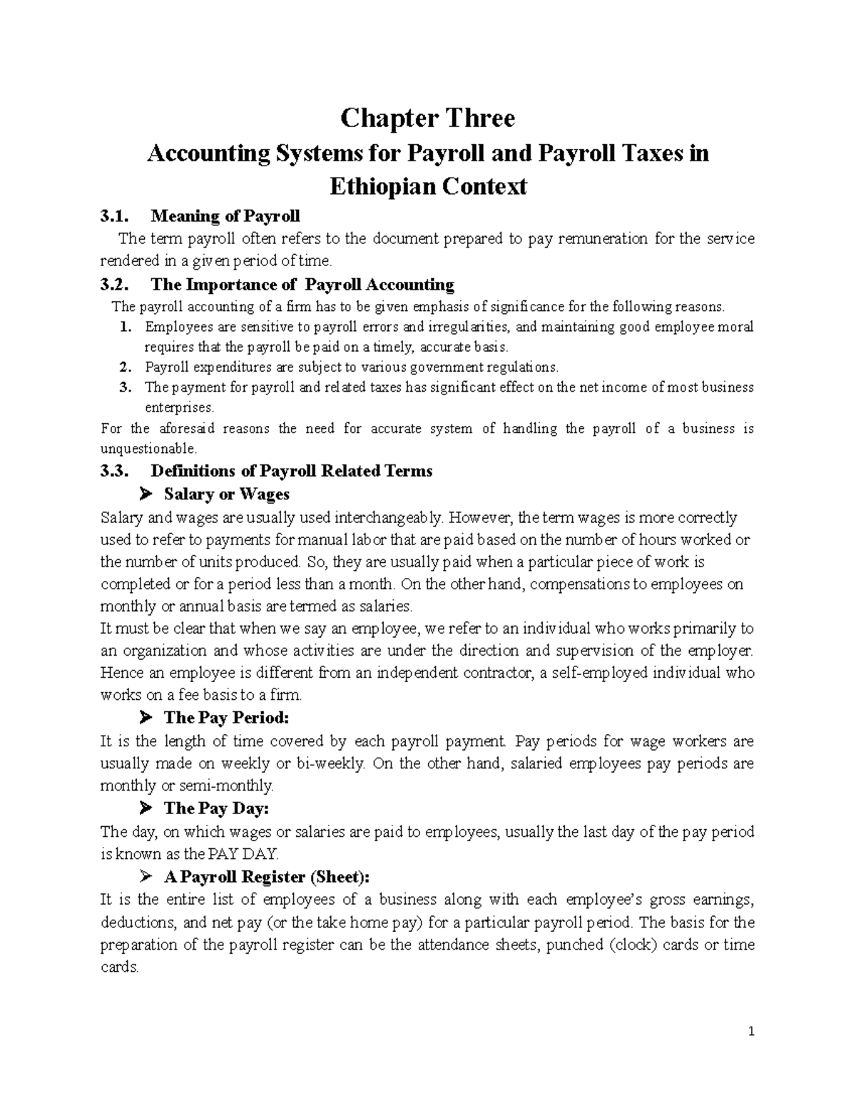 Chapter 3 Payroll Accounting (1) Chapter Three Accounting Systems for
