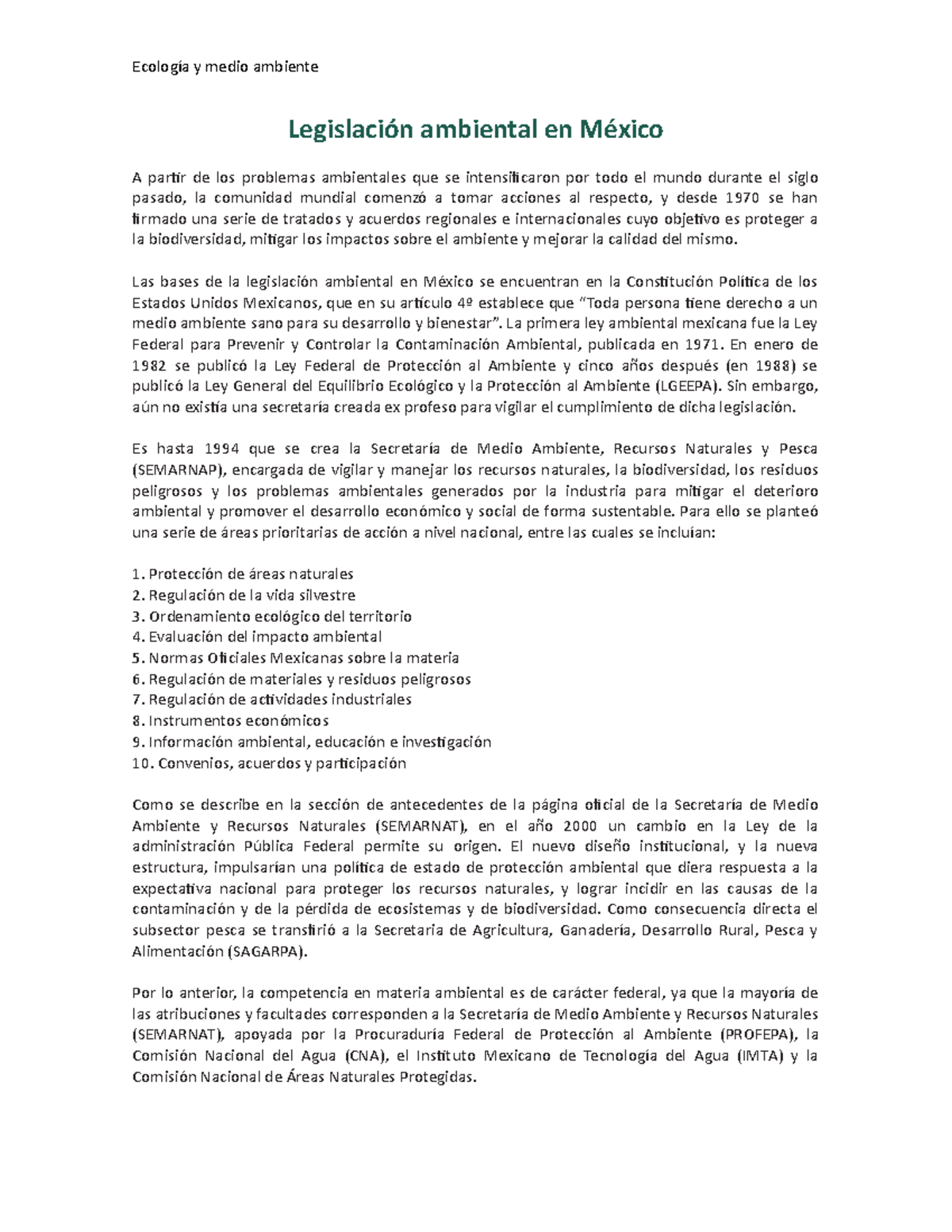 Legislación Ambiental En México - Ecología Y Medio Ambiente Legislación ...