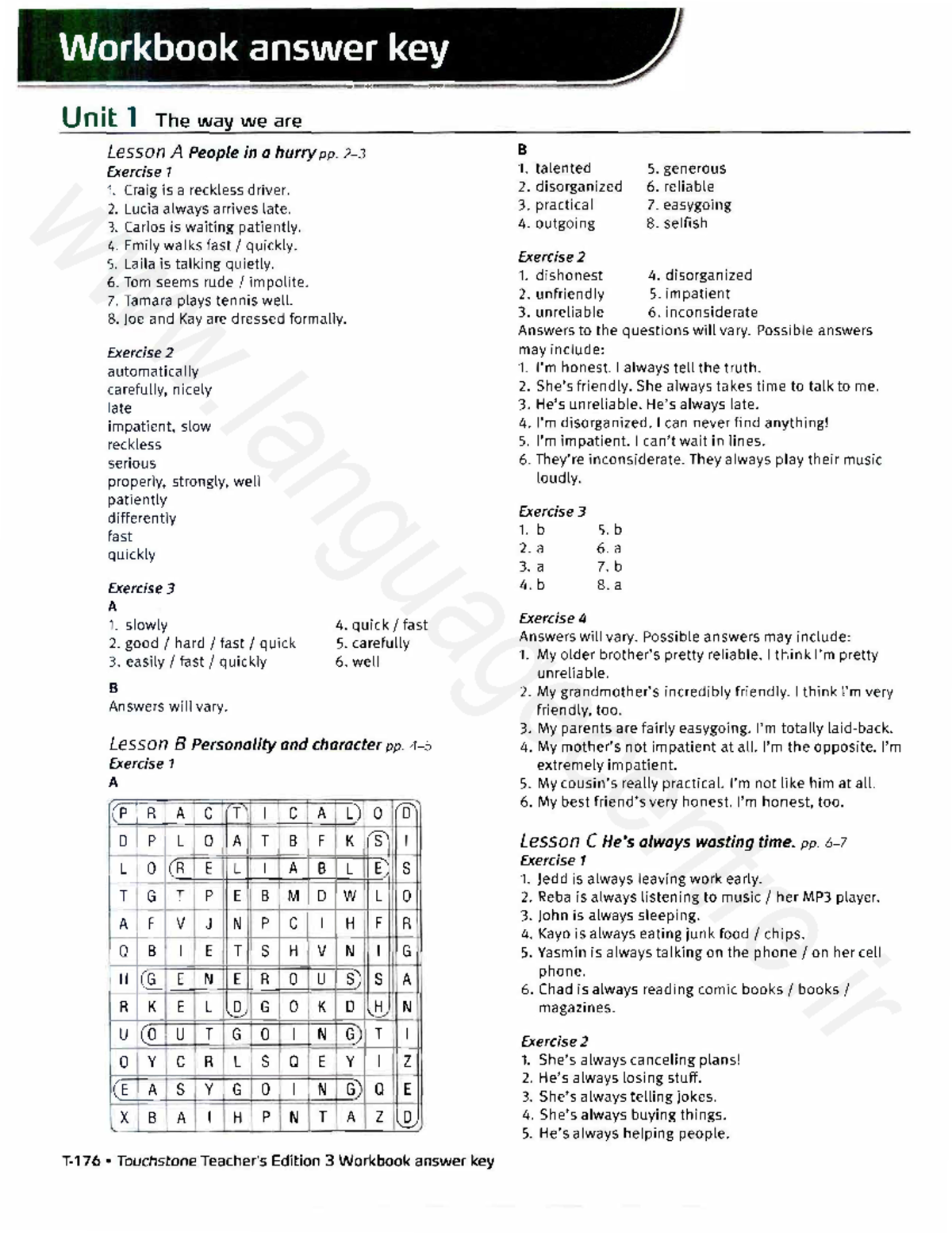 Touchstone 3 - 2nd Edition - Workbook Answer Key - Core English - RUPP ...