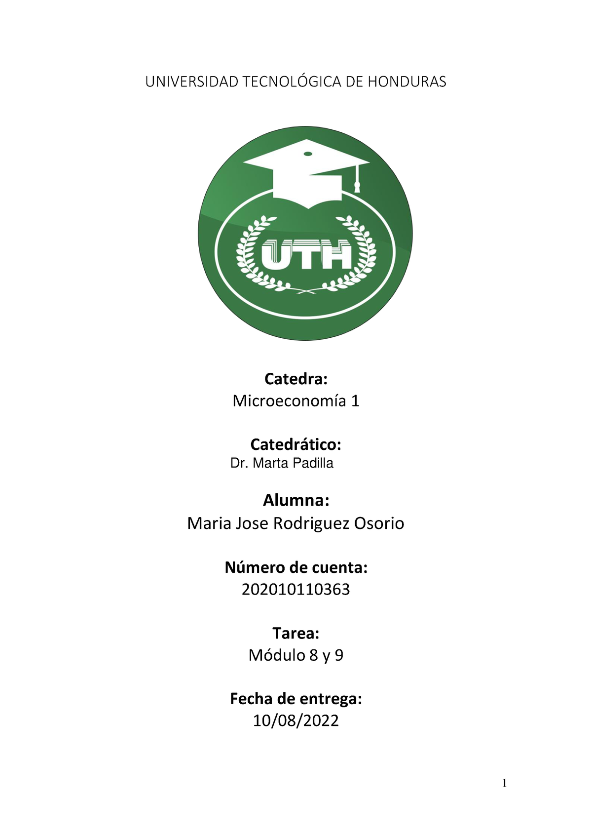 Tarea Modulo 8 Y 9, Maria Rodriguez - UNIVERSIDAD TECNOL”GICA DE ...