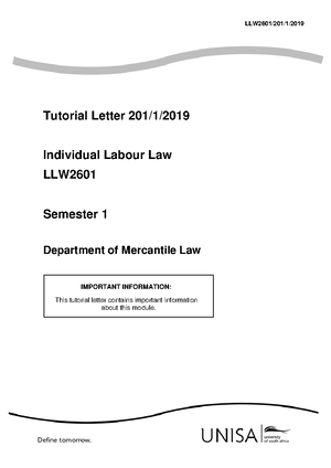 LLW2602 Assigment 01 - mcgregor ,m and dekker 2021. labour law rules ...