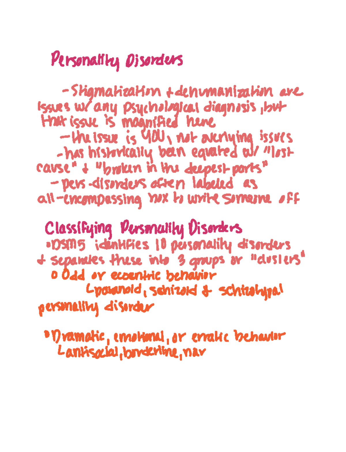 Personality Disorders Studocu