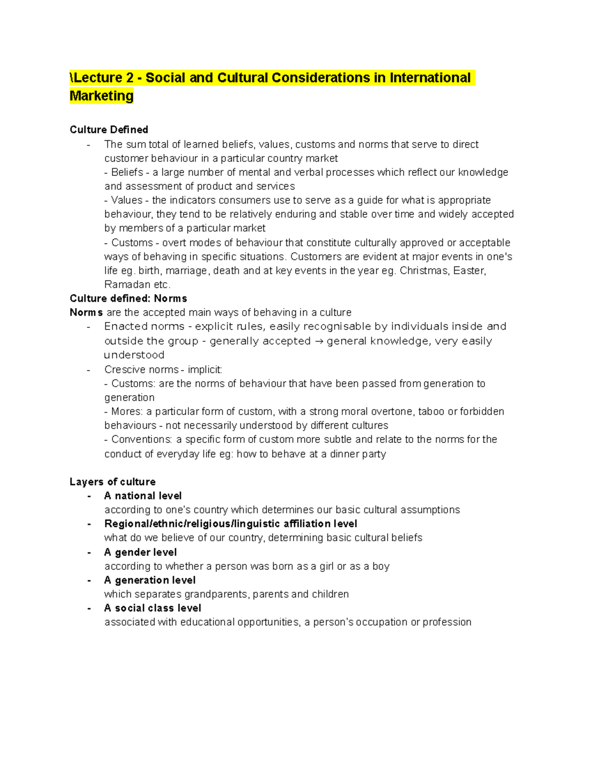Social and Cultural Considerations in International Marketing - Studocu