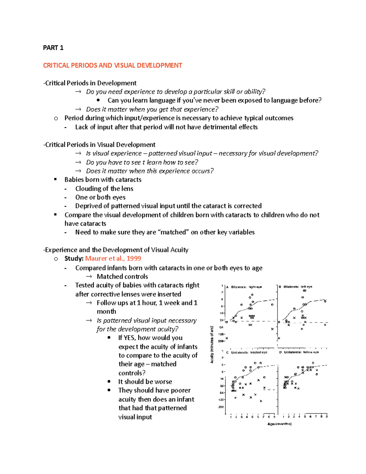 PSYC 304 - Week 2 - Lecture notes 2 - PART 1 CRITICAL PERIODS AND ...