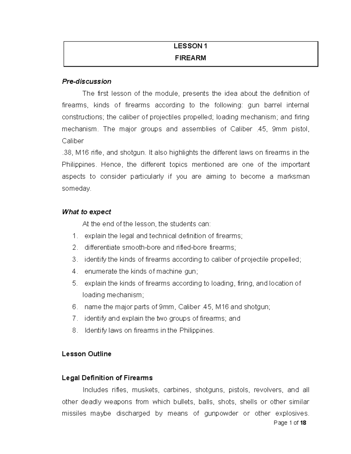 Lesson 1 Firearms 1 Converted Lesson 3 Gender And Sexuality As A Subject Of Inquiry Page 1