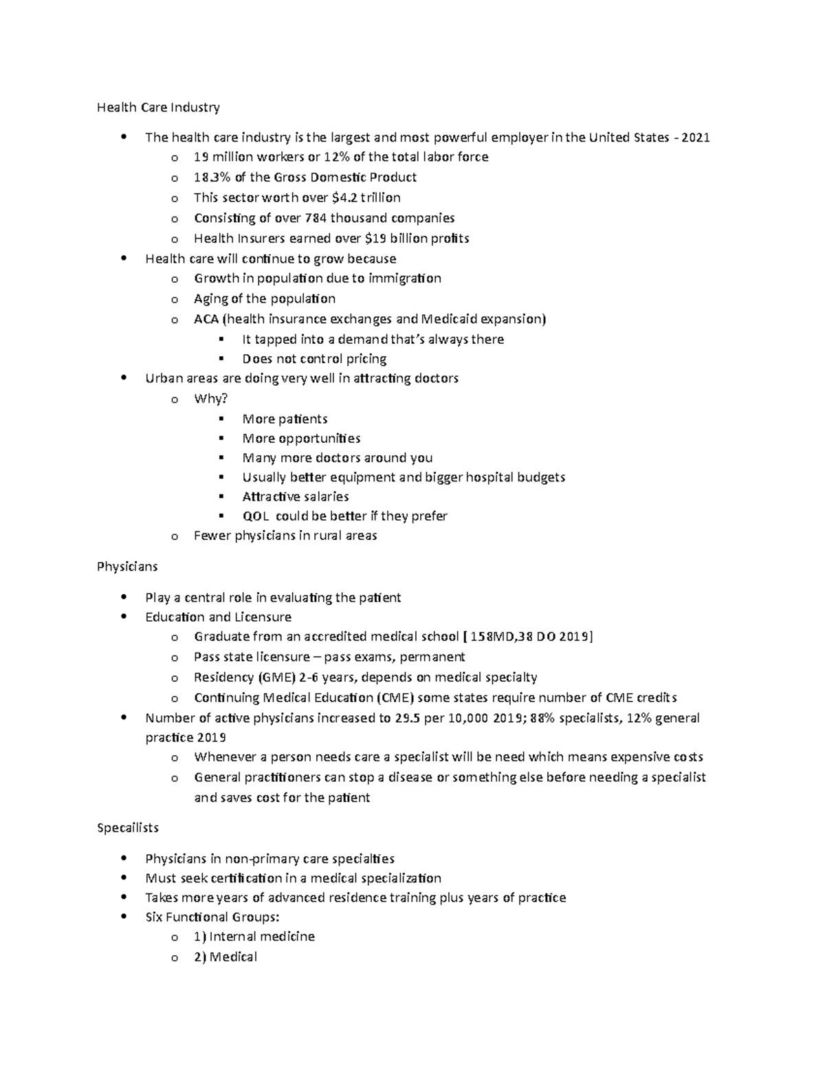 PUBHLTH notes 3/02 - Health Care Industry The health care industry is ...