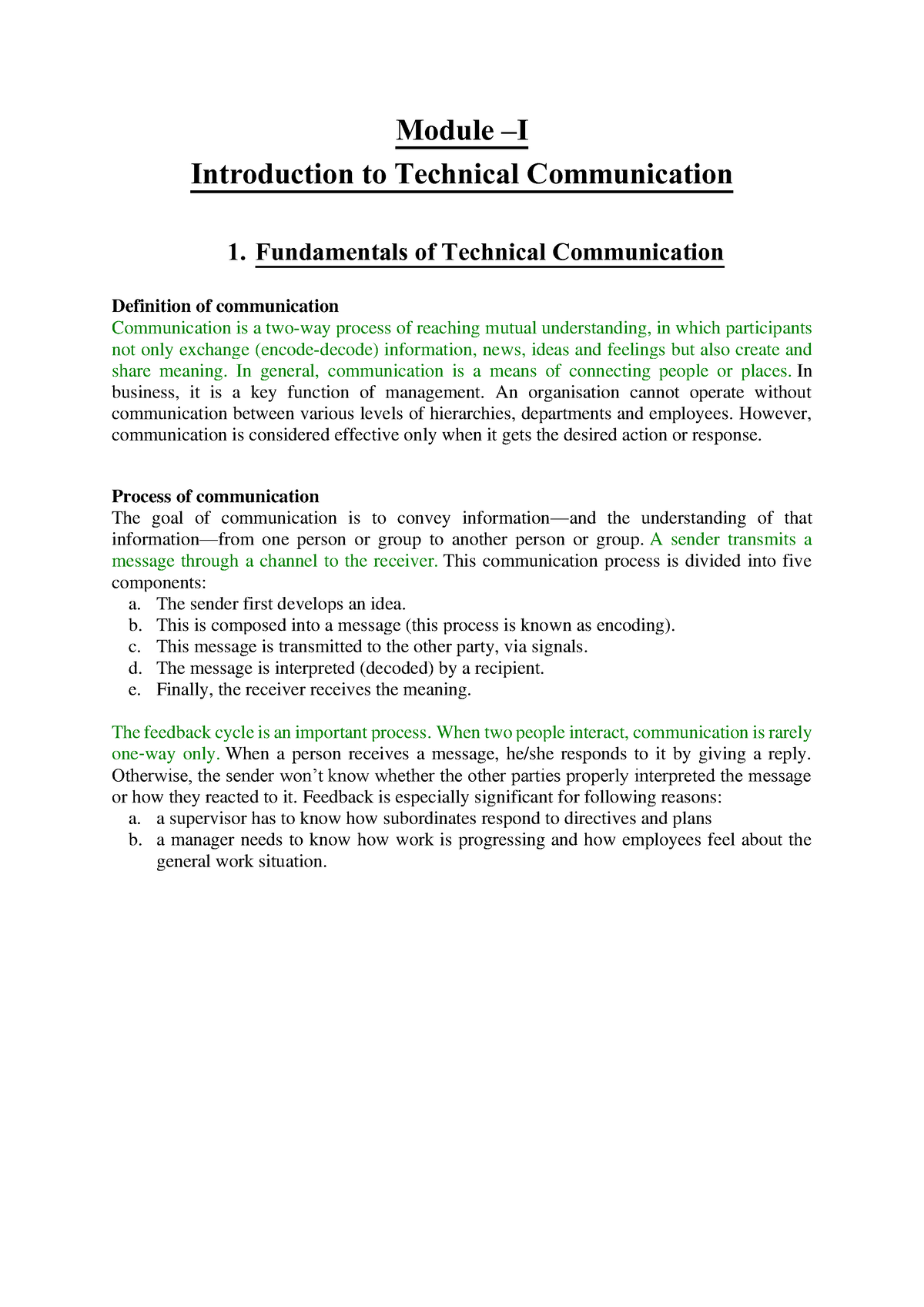 B.E English Module - I - Module – I Introduction To Technical ...