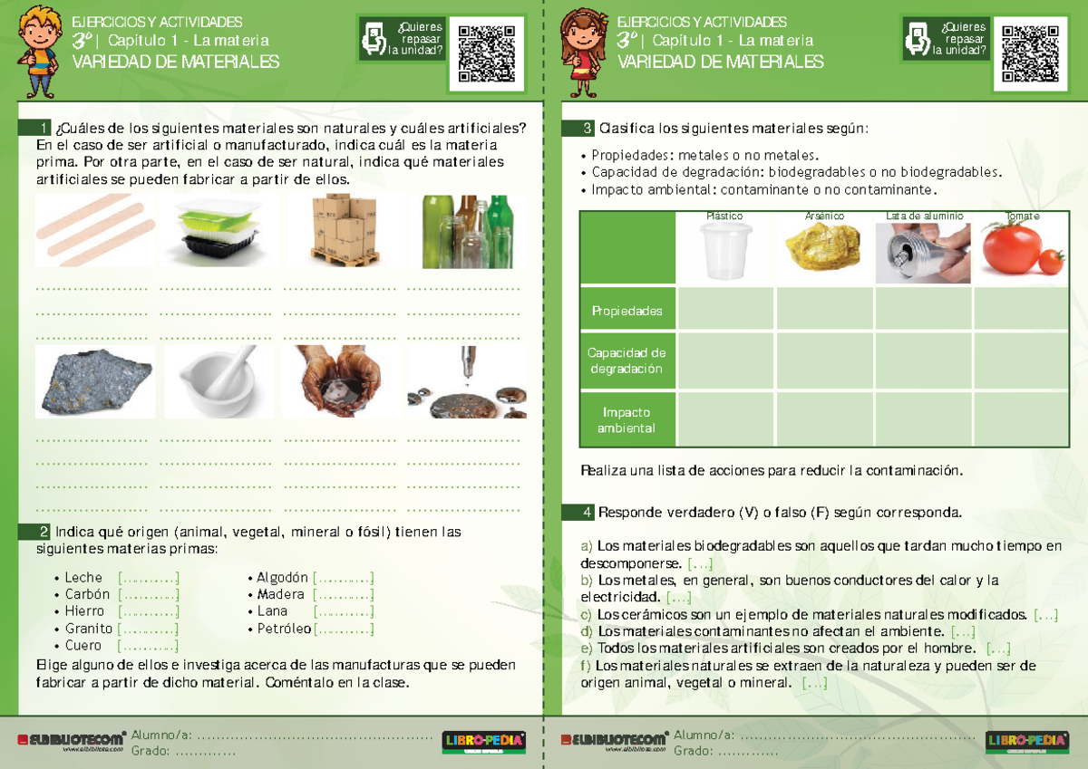 3 - Biodegradables y no biodegradables - ¿Quieres repasar la unidad