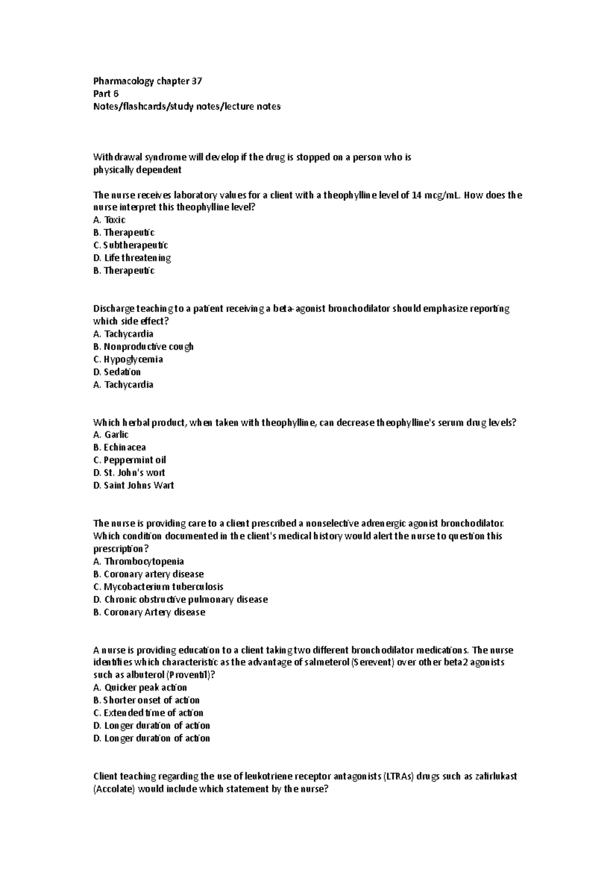 Pharmacology Chapter 37 Part 6 - Pharmacology Chapter 37 Part 6 Notes ...