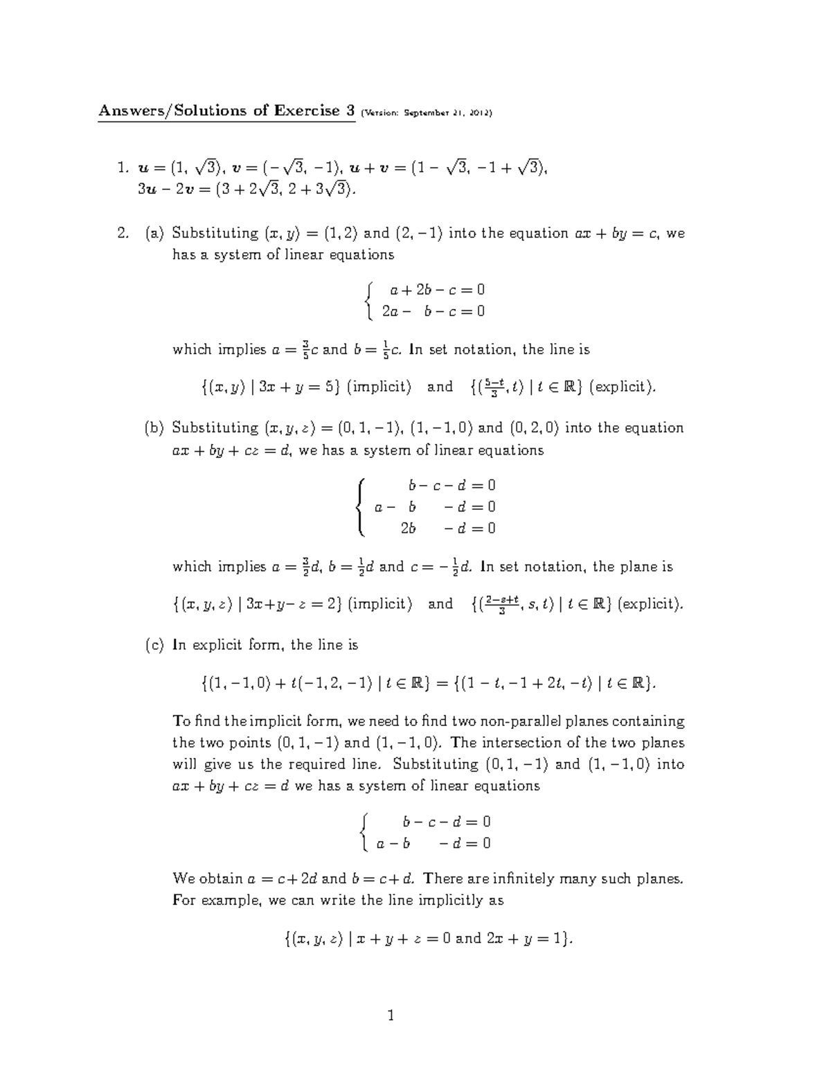 MA1101R Excercise 3 Ans - Answers/Solutions of Exercise 3 (Version ...