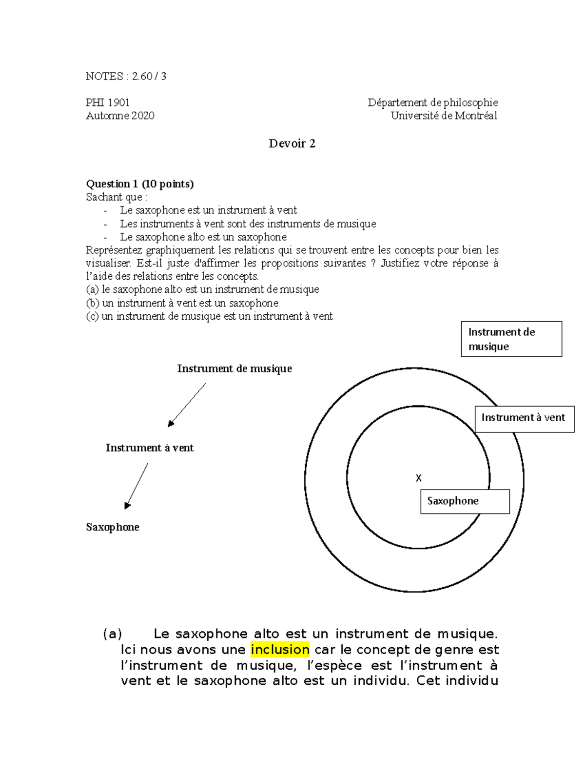 Devoir 2 philo NOTES 2 / 3 PHI 1901 Département de philosophie