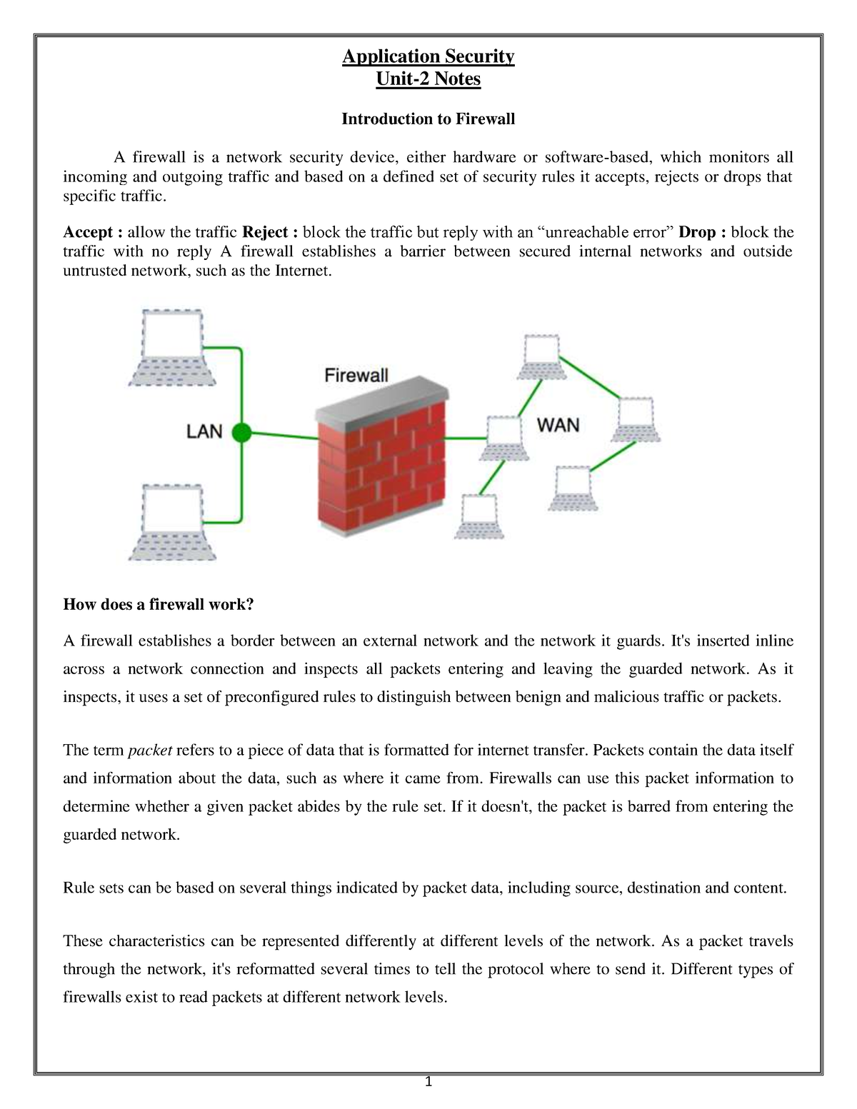 Firewall Unit-2 - Helpful Notes - 1 Application Security Unit-2 Notes ...