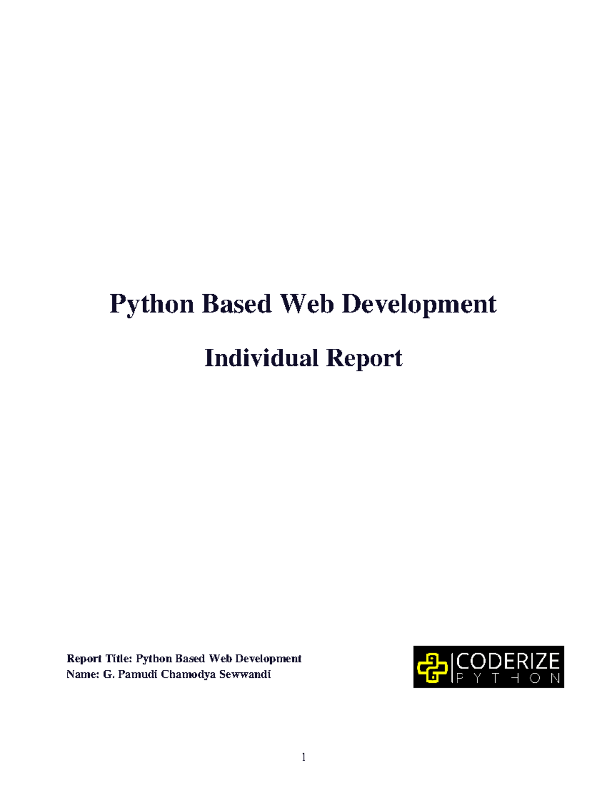 Individual report - requirements are full filled - Python Based Web ...