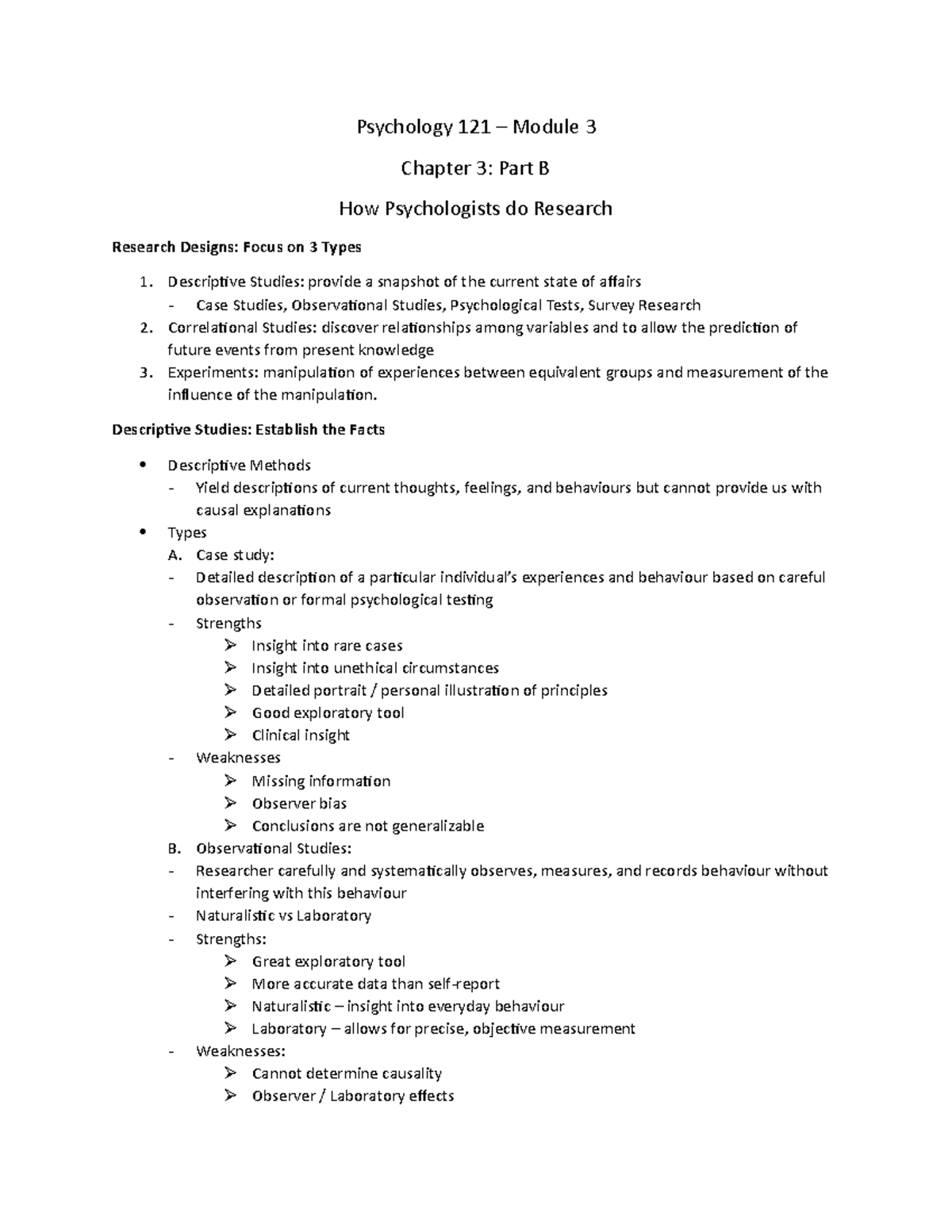 Chapter 3 - Part B - Lecture Notes 5 - Psychology 121 – Module 3 ...