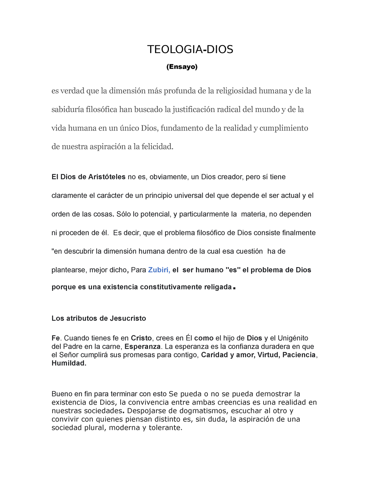 DIOS - TEOLOGIA-DIOS (Ensayo) Es Verdad Que La Dimensión Más Profunda ...