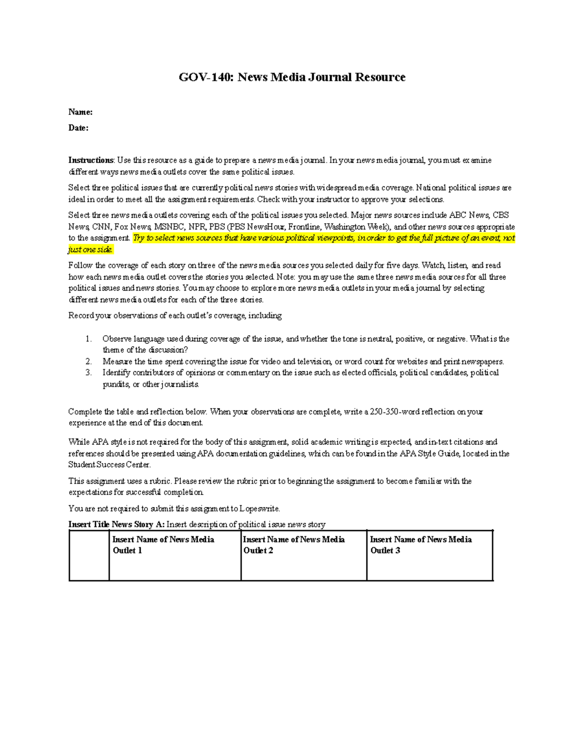 Untitled document-11 - GOV-140: News Media Journal Resource Name: Date ...