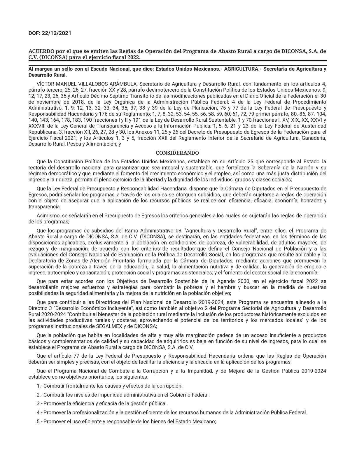 DOF - Diario Oficial De La Federación - DOF: 22/12/ ACUERDO Por El Que ...