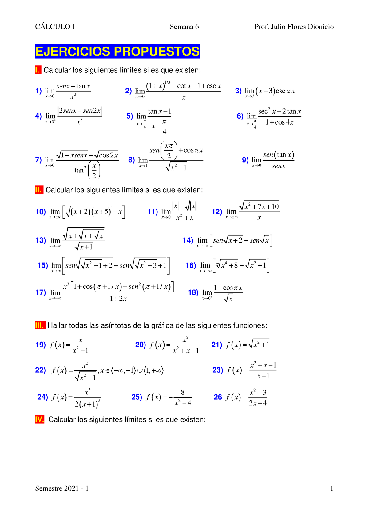 Tarea 6 - Material De Practica - EJERCICIOS PROPUESTOS I. Calcular Los ...