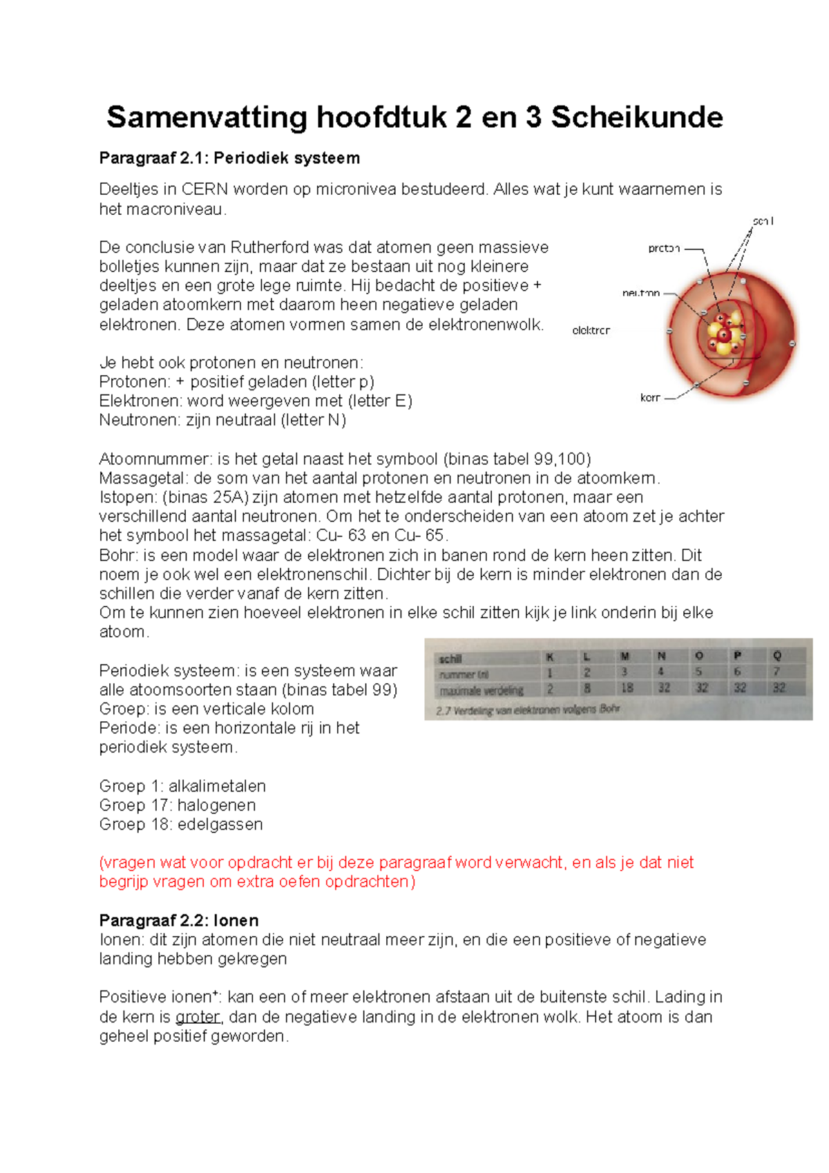 Samenvatting Hoofdtuk 2 En 3 Scheikunde Toetsweek 2 - Samenvatting ...