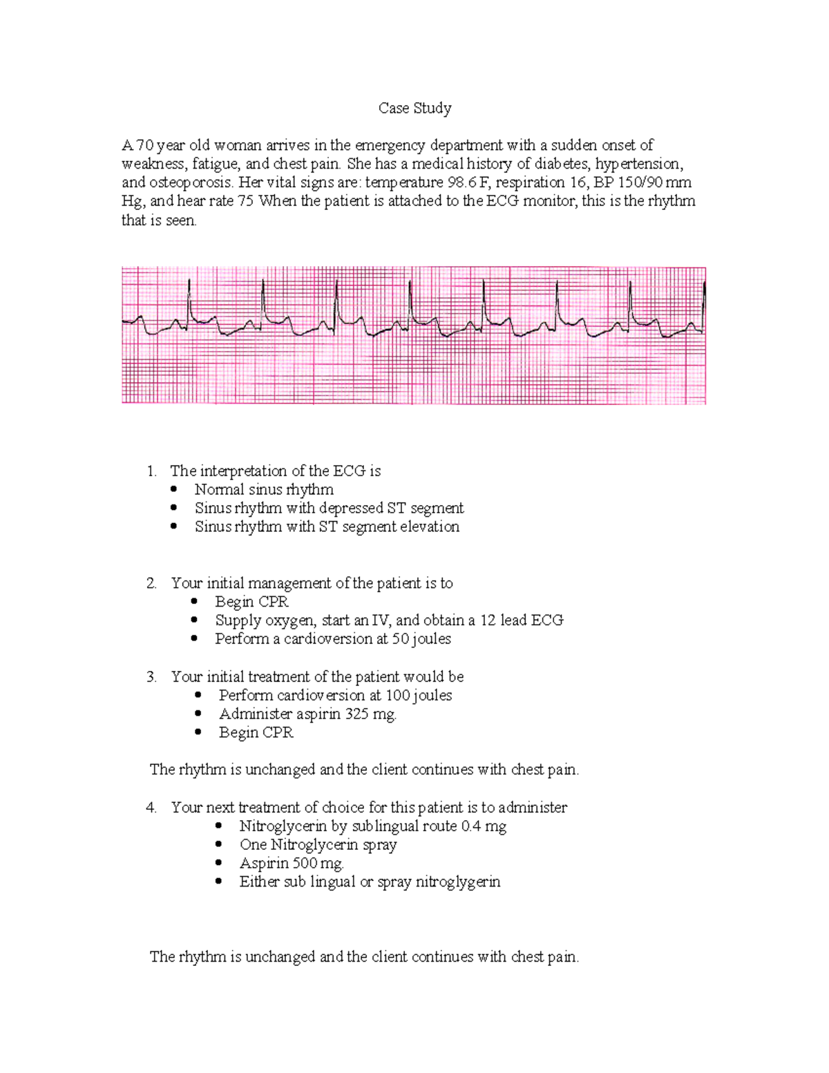 ACS Case Study for class acute coronary - Case Study A 70 year old ...