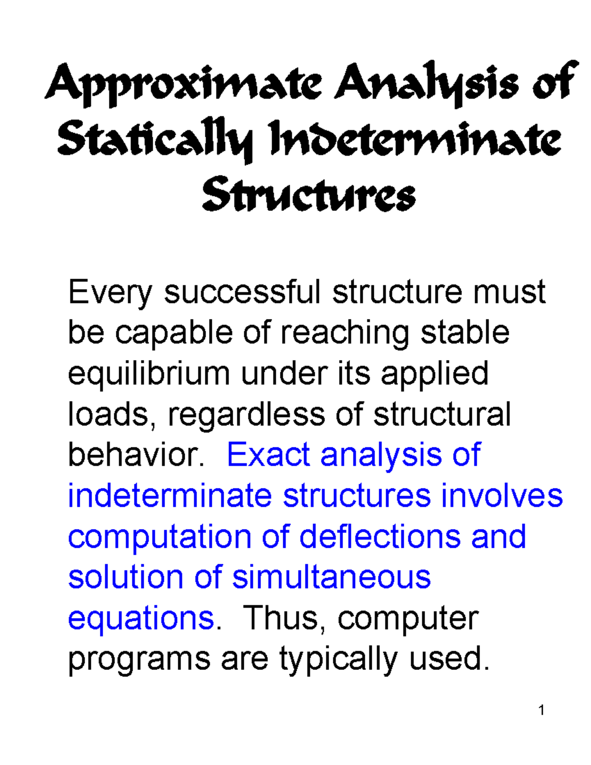CE 382 L10 - Approximate Analysis-Beams - Approximate Analysis of ...