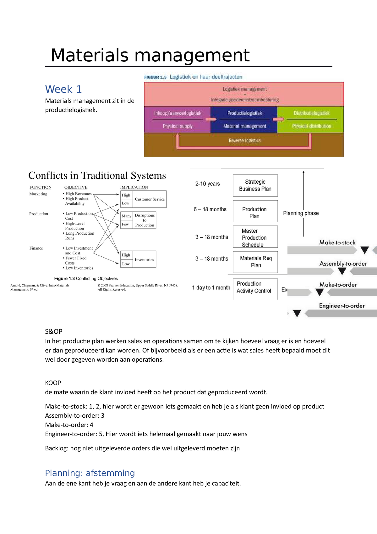 Materials management samenvatting Materials management Week 1