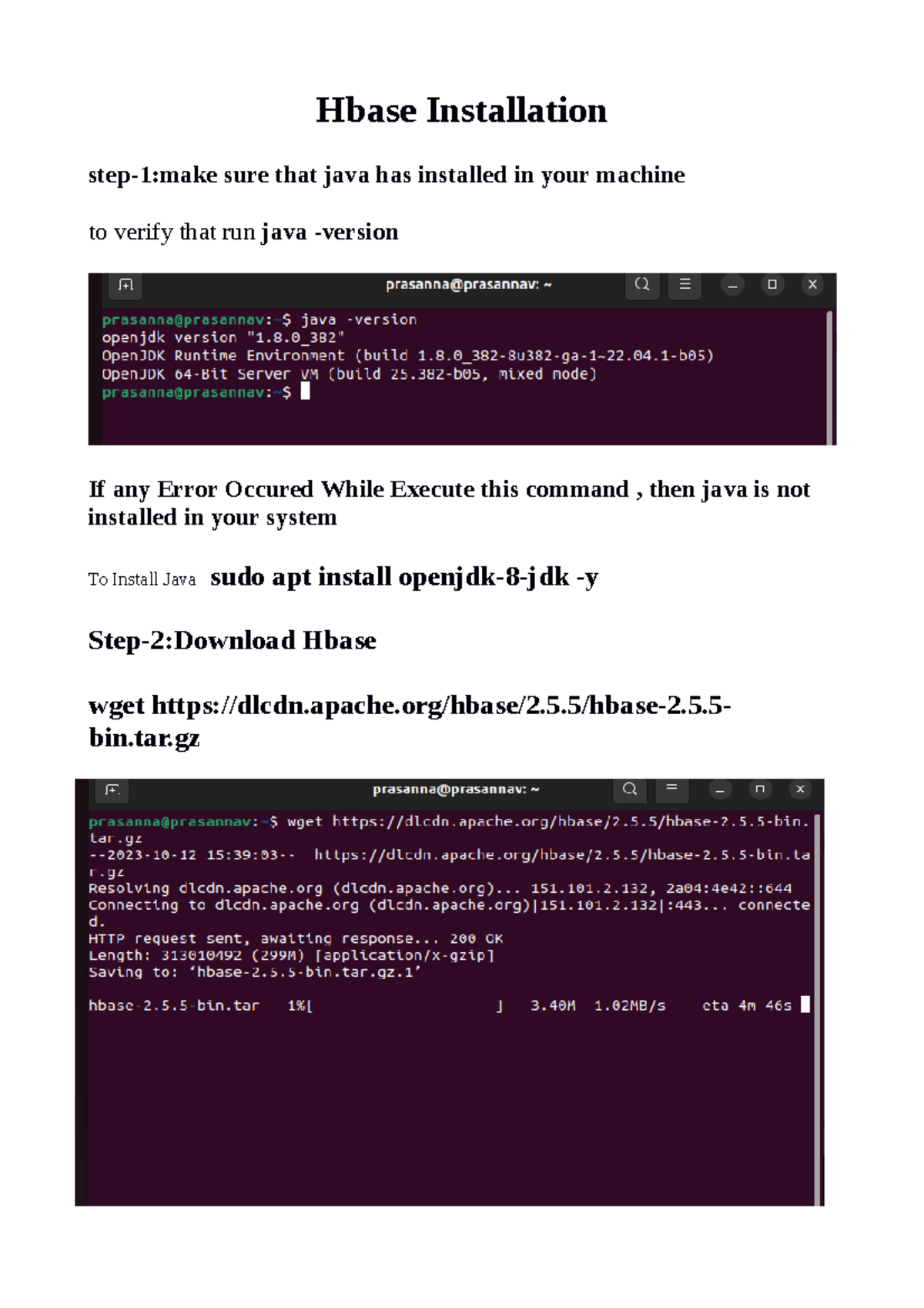 Hbase-installation - Hbase Installation step-1:make sure that java has ...