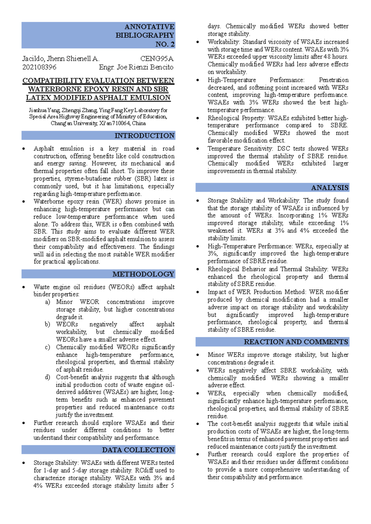 Journal Review 2 - ANNOTATIVE BIBLIOGRAPHY NO. 2 Jacildo, Jhenn ...
