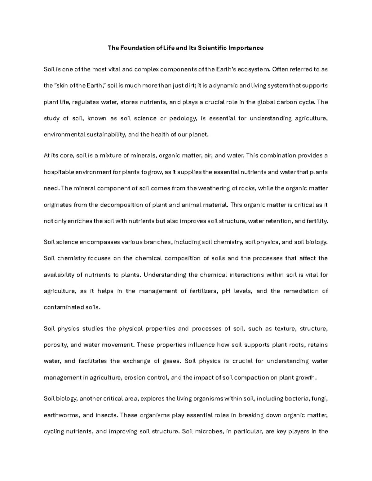 The Foundation of Life and Its Scientific Importance - Often referred ...