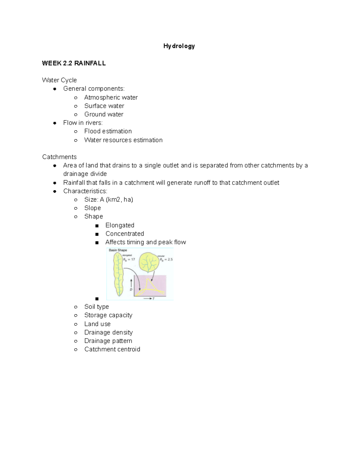 Hydrology Week 2 - week 2 - *H\dUolog* WEEK 2 RAINFALL Water C\cle Ɣ ...