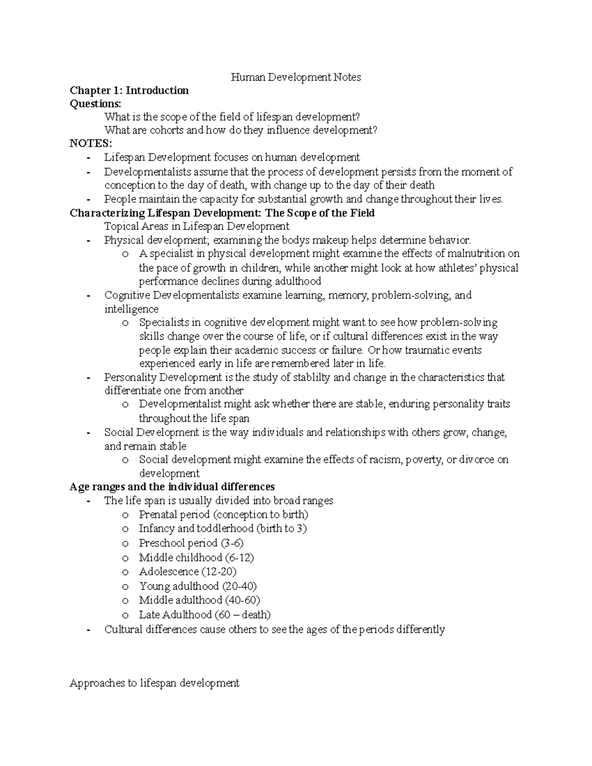 Human development PT.2 Notes - Human Development Notes Chapter 1 ...