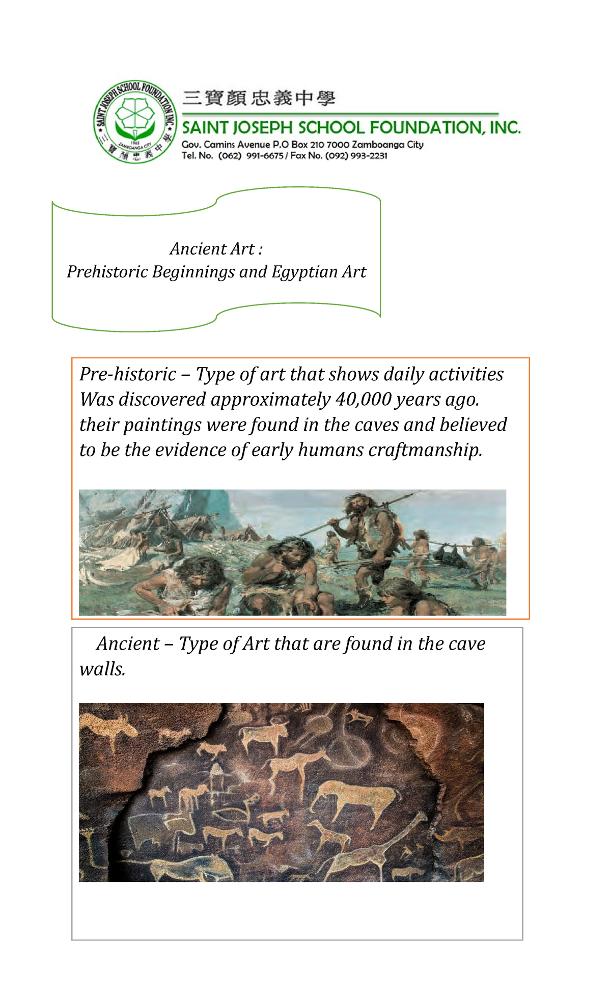 Q2 W1 Concept Notes Art - Ancient Art : Prehistoric Beginnings And ...