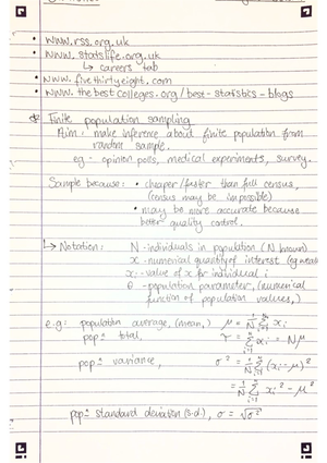 Formulasheet - Statistical Inference 2 Formula Sheet Standard ...