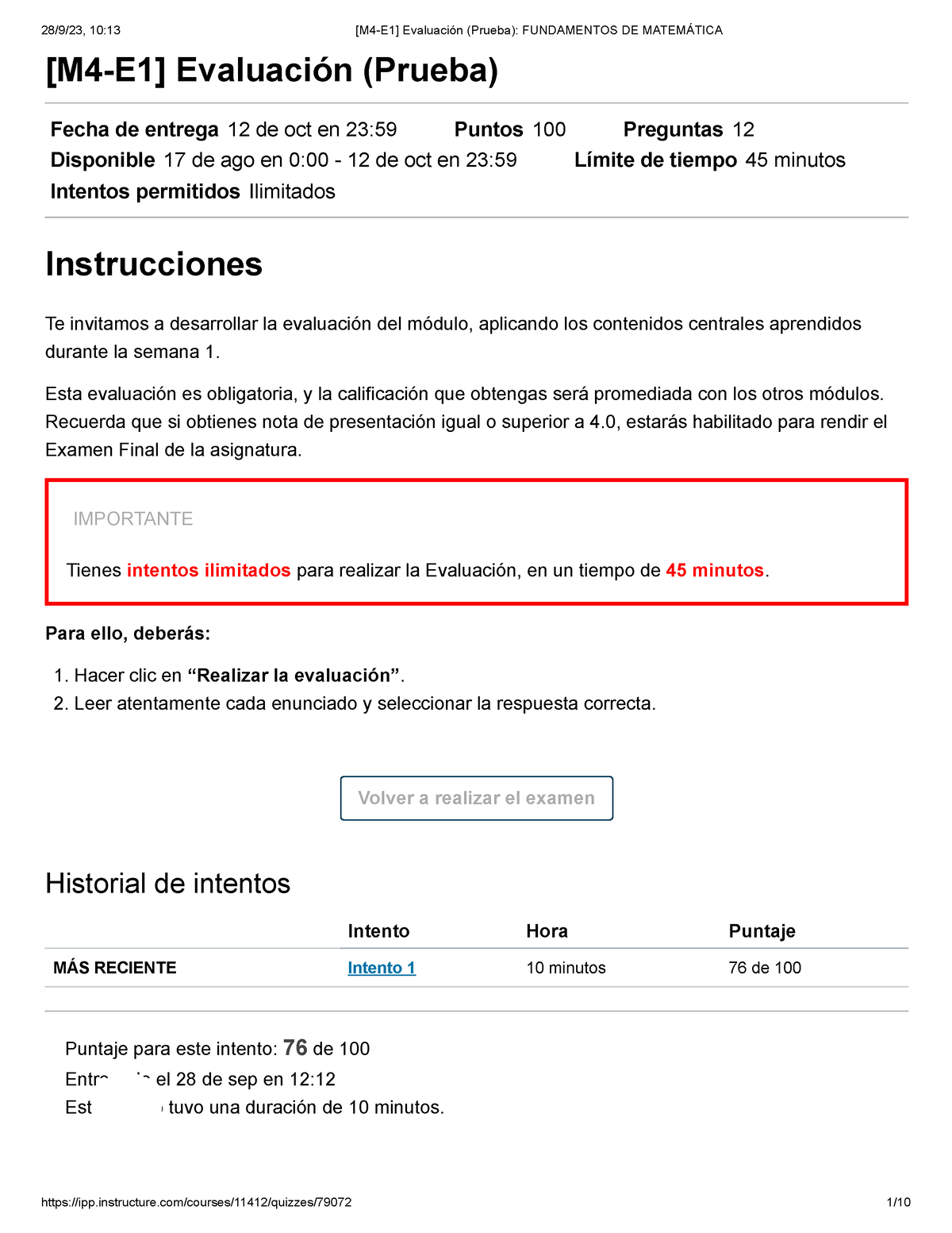 [M4-E1] Evaluación (Prueba) Fundamentos DE Matemática Evaluacion 1 ...